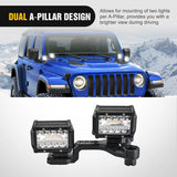Nilight Front A-Pillar Dual Hood Mounts For 2018 2019 2020 2021 2022 2023 Jeep Wrangler JL/JLU 2020 2021 2022 2023 Gladiator JT, view 5