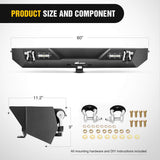 Nilight Front and Rear Bumper Compatible for 1987-2006 Wrangler TJ & YJ Rock Crawler Bumper with Hitch Receiver Winch Plate LED Lights D-Rings,Upgraded Textured Black, view 3
