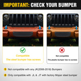 Nilight Front Brush Guard, Compatible with 2018-2025 Jeep Wrangler JL, 2019-2025 Gladiator JT, Steel Bar Grille Guard Fits Factory Rubicon Steel Bumper,3.12 inch Height to Clear Winch, view 2