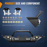 Nilight Front Bumper Compatible for 07-18 Wrangler JK & Unlimited Rock Crawler Bumper with 4 x LED Lights Winch Plate and 2 x D-Rings Upgraded Textured Black, view 2