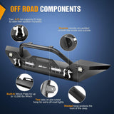 Nilight Front Bumper Compatible for 07-18 Wrangler JK & Unlimited Rock Crawler Bumper with 4 x LED Lights Winch Plate and 2 x D-Rings Upgraded Textured Black, view 3