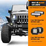 Nilight Front Bumper Compatible for 07-18 Wrangler JK & Unlimited Rock Crawler Bumper with 4 x LED Lights Winch Plate and 2 x D-Rings Upgraded Textured Black, view 6