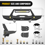 Nilight 1984-2001 Jeep Cherokee XJ Front Bumper Winch Plate 120W Light Bar 18W Light Pods, view 2