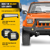 Nilight 1984-2001 Jeep Cherokee XJ Front Bumper Winch Plate 120W Light Bar 18W Light Pods, view 5