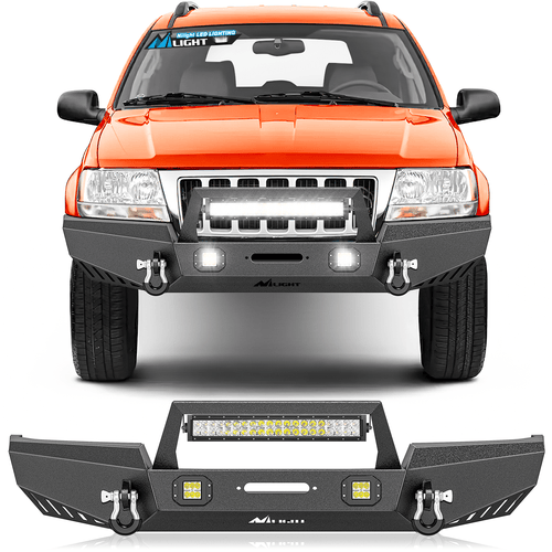 Nilight 1999 2000 2001 2002 2003 2004 Jeep Grand Cherokee WJ Front Bumper Winch Plate Offroad 120W Light Bar 18W Light Pods