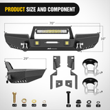Nilight 1999 2000 2001 2002 2003 2004 Jeep Grand Cherokee WJ Front Bumper Winch Plate Offroad 120W Light Bar 18W Light Pods, view 2