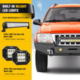 Nilight 1999 2000 2001 2002 2003 2004 Jeep Grand Cherokee WJ Front Bumper Winch Plate Offroad 120W Light Bar 18W Light Pods, view 5
