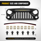 Nilight Front Bumper Grill Cover for 2007 2008 2009 2010 2011 2012 2013 2014 2015 2016 2017 2018 Wrangler JK/JKU Rubicon, & Sahara Sport with LED Work Light Pods Matte Black, view 2