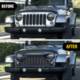 Nilight Front Bumper Grill Cover for 2007 2008 2009 2010 2011 2012 2013 2014 2015 2016 2017 2018 Wrangler JK/JKU Rubicon, & Sahara Sport with LED Work Light Pods Matte Black, view 3