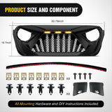 Nilight Front Bumper Grill Cover for 2018 2019 2020 2021 2022 2023 2024 2025 Wrangler JL and Gladiator JT with LED Amber Lights Matte Black (25% OFF Final Checkout), view 6