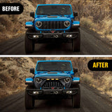 Nilight Front Bumper Grill Cover for 2018 2019 2020 2021 2022 2023 2024 2025 Wrangler JL and Gladiator JT with LED Amber Lights Matte Black (25% OFF Final Checkout), view 6