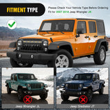 Nilight Front Grill Cover for 2007 2008 2009 2010 2011 2012 2013 2014 2015 2016 2017 2018 Wrangler JK/JKU Rubicon & Sahara Sport with LED Amber Lights Black, view 4