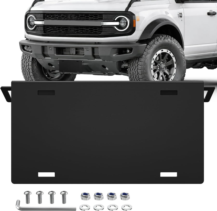 Nilight Front License Plate Bracket Fit for Ford Bronco 2/4 Door 2021-2026 | for 2021-2024 2025 2026 Steel License Plate Mounting Holder Heavy-Duty Modular Bumper no Drilling Required Rattle-Free Black
