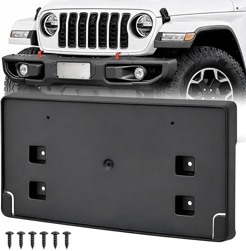 Nilight Front License Plate Bracket for JL 2018-2026# 68295610AA CH1068150 | for 2018-2021 2022 2023 2024 2025 2026 Jeep Wrangler JL JLU & Gladiator JT Black only for Steel Bumper
