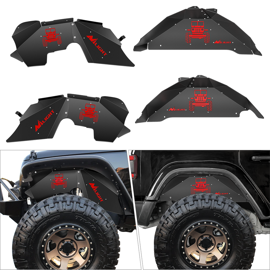 Nilight Front & Rear Inner Fender Liners Wheel Cover Fit for 2007 2008 2009 2010 2011 2012 2013 2014 2015 2016 2017 2018 Wrangler JK JKU 4WD (4-Door/2-Door)