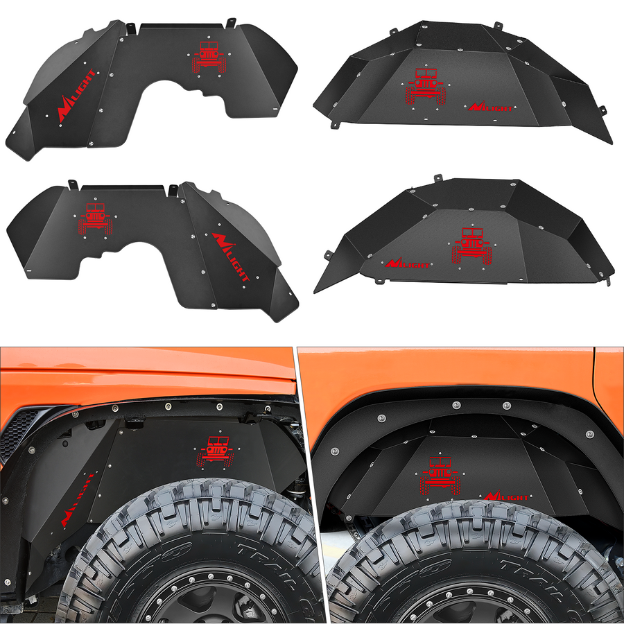 Nilight Front & Rear Inner Fender Liners Wheel Cover Fit for Wrangler JL JLU2018 2019 2020 2021 2022 2023 2024 2025 (4-Door/2-Door) Unlimited Bolt-on Style Fender Flares Splash Guards