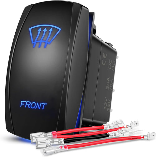 Nilight Front Rocker Switch Led Light Bar 5 Pin Laser On Off SPST Switches 20A/12V 10A/24V Blue with Jumper Wires Set for Cars Trucks Boats ATVs UTVs RVs