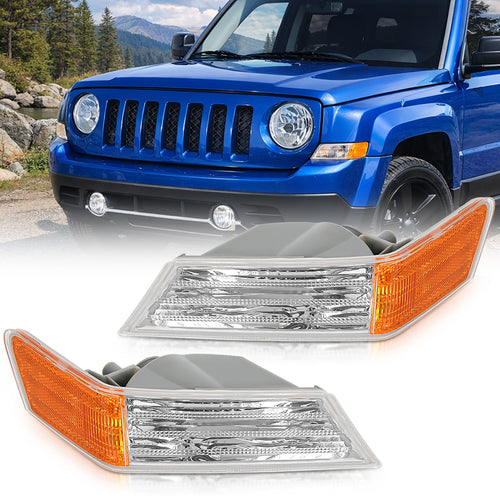Nilight 2007-2017 Jeep Patriot Front Turn Signals Light Clear Amber Driver Passenger Side