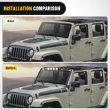 Nilight Front Windshield Frame Cover Roof Sun Visor Cowl Body Armor with 4 x LED Lights Compatible with 2007-2018 Jeep Wrangler JK JKU Unlimited, Windscreen Rack Protector Stand, view 6