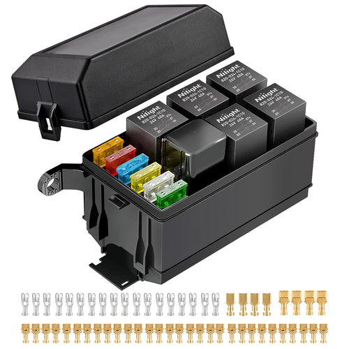 Nilight Fuse and Relay Block Box 6 Slots 12V ATC/ATO Universal Waterproof Kit for Car Truck Marine Boat