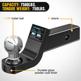 Nilight Fusion Trailer Hitch Mount with 1-7/8 Inch Trailer Ball 5/8 Inch Hitch Pin Clip 2 Inch Drop, view 5