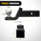 Nilight Fusion Trailer Hitch Mount with 2 Inch Trailer Ball 5/8 Inch Hitch Pin Clip 2 Inch Drop, view 2