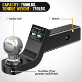 Nilight Fusion Trailer Hitch Mount with 2 Inch Trailer Ball 5/8 Inch Hitch Pin Clip 2 Inch Drop, view 5