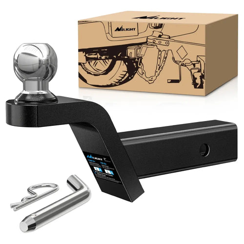Nilight Fusion Trailer Hitch Mount with 2 Inch Trailer Ball 5/8 Inch Hitch Pin Clip 2 Inch Rise