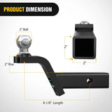 Nilight Fusion Trailer Hitch Mount with 2 Inch Trailer Ball 5/8 Inch Hitch Pin Clip 2 Inch Rise, view 2