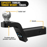 Nilight Fusion Trailer Hitch Mount with 2 Inch Trailer Ball 5/8 Inch Hitch Pin Clip 2 Inch Rise, view 5