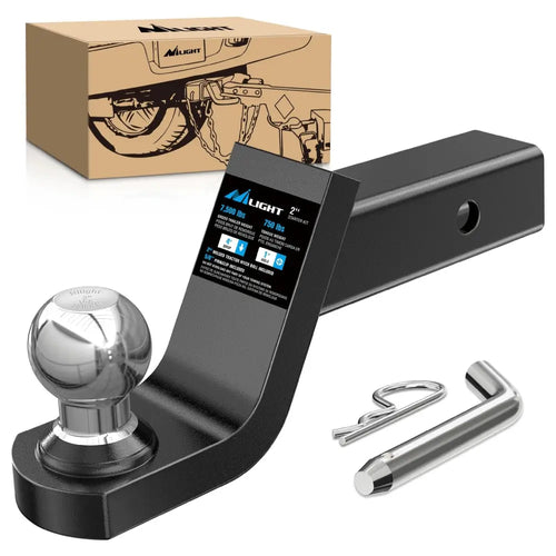 Nilight Fusion Trailer Hitch Mount with 2 Inch Trailer Ball 5/8 Inch Hitch Pin Clip 4 Inch Drop