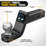 Nilight Fusion Trailer Hitch Mount with 2 Inch Trailer Ball 5/8 Inch Hitch Pin Clip 4 Inch Drop, view 5
