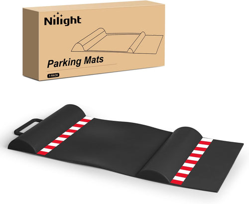 Nilight Garage Parking Mat, Durable Wheel Stop Pad Parking Aid with Reflective Strips for or Cars SUVs Trucks, 1-Pack