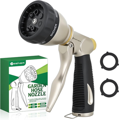 Nilight Garden Hose Nozzle, Water Hose Sprayer Nozzle Adjustable 7 Spray Patterns Heavy Duty Metal Water Nozzles for Hose Outdoor with Non-Slip Rubber Grip for Watering Plants Lawns Washing Cars Pets