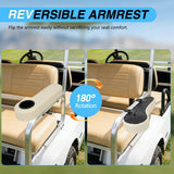 Nilight Golf Cart Armrests 2PCS Beige Flip Stand Cup Holder | No Drilling Detachable PU Leather Armrest with Iron Bracket Fits 1 Inch Square Tubes for EZGO Club Car Yamaha Rear Seat, view 4