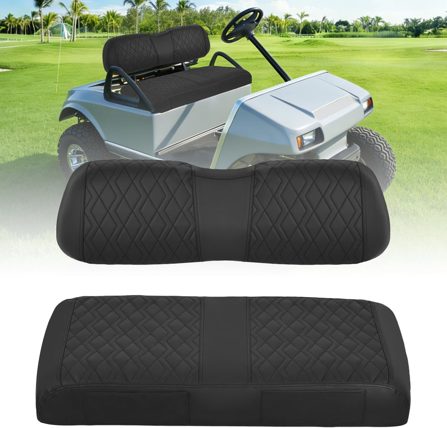 Nilight Golf Cart Front Seat Cover 1PC Black Leather Club Car DS | Waterproof Leather No Staple Design All Season Protection Sun Scratch Resistant Cover Fits 2000-2026 Club Car DS