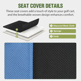 Nilight Golf Cart Front Seat Cover 1PC Blue Black EZGO TXT RXV Club Car DS | Breathable Sandwich Mesh Sun Scratch Resistant Washable No Staple Fits 1994-2013 EZGO TXT RXV and 2000-2026 Club Car DS, view 3