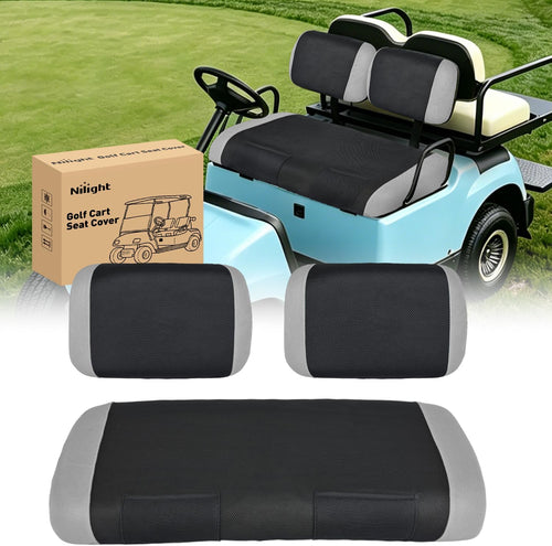 Nilight Golf Cart Front Seat Cover 1PC Grey Black Club Car DS Yamaha | Breathable Sandwich Mesh Sun Scratch Resistant Washable No Staple Fits 1982-2000 Club Car DS and Yamaha G22 G19 G16 G9 G2