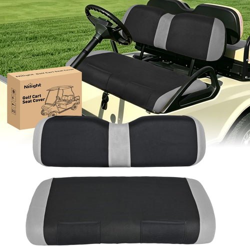 Nilight Golf Cart Front Seat Cover 1PC Grey Black EZGO TXT RXV Club Car DS | Breathable Sandwich Mesh Sun Scratch Resistant Washable No Staple Fits 1994-2013 EZGO TXT RXV and 2000-2026 Club Car DS