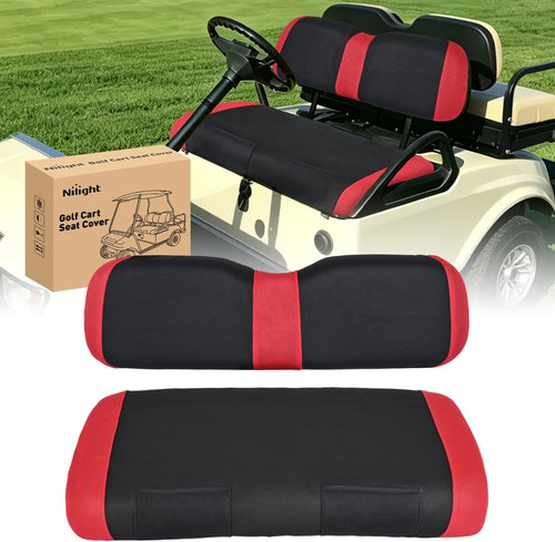 Nilight Golf Cart Front Seat Cover 1PC Red Black EZGO TXT RXV Club Car DS | Breathable Sandwich Mesh Sun Scratch Resistant Washable No Staple Fits 1994-2013 EZGO TXT RXV and 2000-2026 Club Car DS