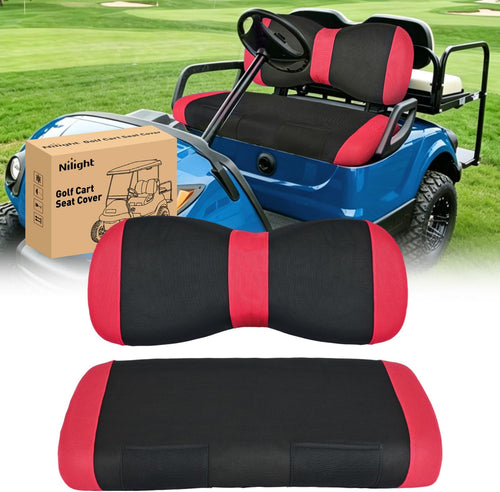 Nilight Golf Cart Front Seat Cover 1PC Red Black Yamaha Drive G29 Drive2 | Breathable Sun Scratch Resistant Washable No Staple Fits 2007-2016 Yamaha G29 2017-2026 Drive2 2004-2019 Club Car Precedent