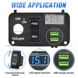Nilight Golf Cart Key Switch Console Panel 9V-48V DC with Forward Reverse 3PIN Rocker Switches 4.8A Dual USB Quick Charger LED Digital Voltmeter for EZGO TXT PDS, view 3