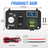 Nilight Golf Cart Key Switch Console Panel 9V-48V DC with Forward Reverse 3PIN Rocker Switches 4.8A Dual USB Quick Charger LED Digital Voltmeter for EZGO TXT PDS, view 5