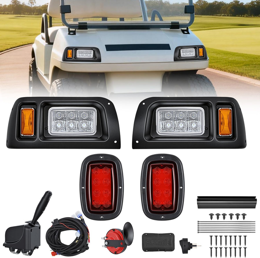 Nilight Golf Cart LED Headlight Tail Light Kit with Stop Brake Turn Signals Running Lights Horn 12V for 1993-Up Club Car DS Electric Carts