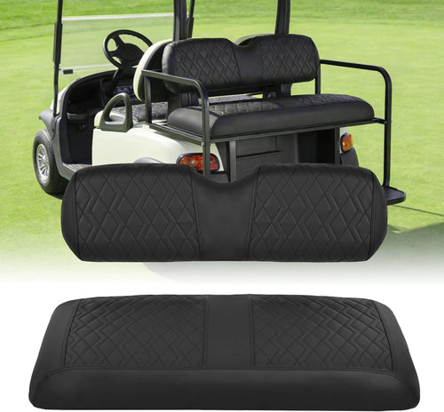 Nilight Golf Cart Rear Seat Cover 1PC Black Leather Club Car EZGO Yamaha | Thick PVC Leather Diamond Design Breathable Water Repellent Scratch Resistant Fits Club Car EZGO Yamaha Aftermarket Seats