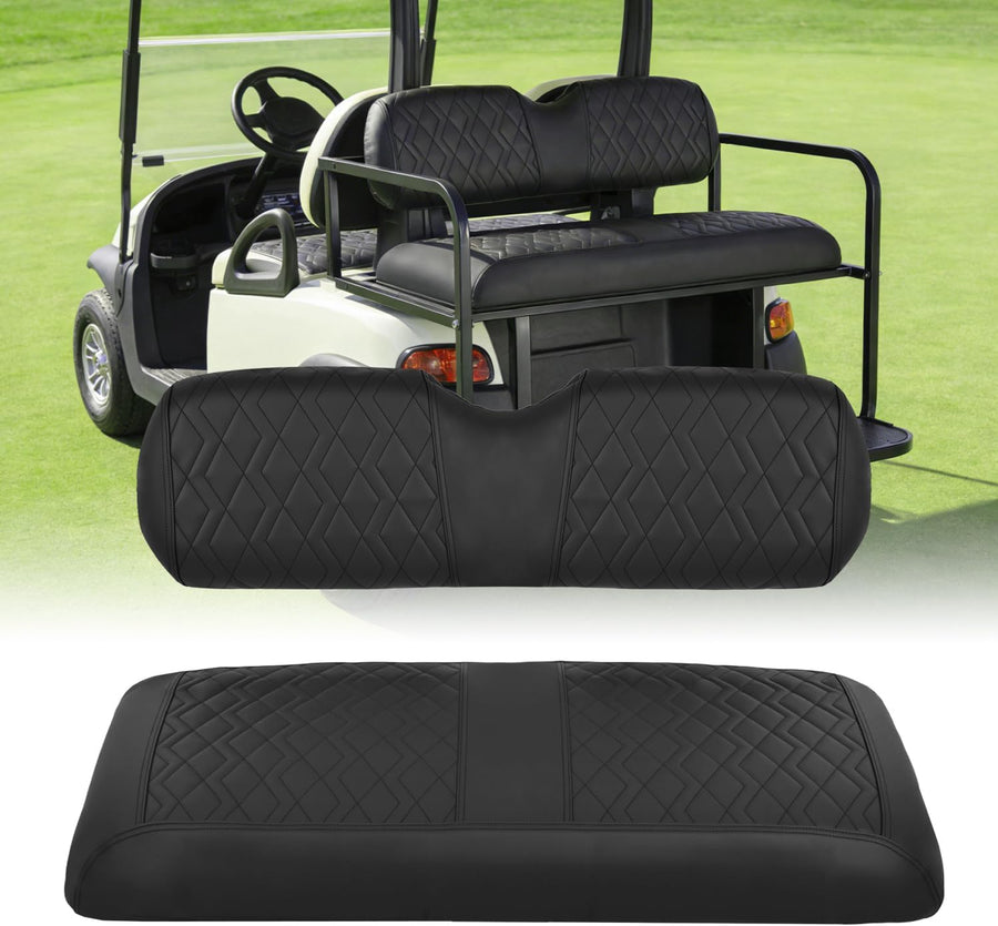 Nilight Golf Cart Rear Seat Cover 1PC Black Leather Club Car EZGO Yamaha | Thick PVC Leather Diamond Design Breathable Water Repellent Scratch Resistant Fits Club Car EZGO Yamaha Aftermarket Seats