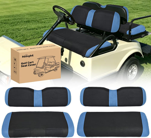 Nilight Golf Cart Seat Covers 2PCS Blue Black EZGO TXT RXV Club Car DS | Breathable Sandwich Mesh Sun Scratch Resistant Washable No Staple Fits 1994-2013 EZGO TXT RXV and 2000-2026 Club Car DS