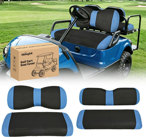 Nilight Golf Cart Seat Covers 2PCS Blue Black Yamaha Club Car Precedent | Breathable Sun Scratch Resistant Washable No Staple Fits 2007-2016 Yamaha G29 2017-2026 Drive2 2004-2019 Club Car Precedent