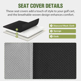 Nilight Golf Cart Seat Covers 2PCS Grey Black Club Car DS Yamaha | Breathable Sandwich Mesh Sun Scratch Resistant Washable No Staple Fits 1982-2000 Club Car DS Yamaha G22 G19 G16 G9 G2, view 3