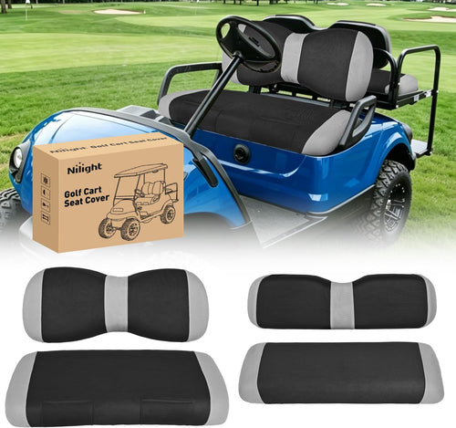 Nilight Golf Cart Seat Covers 2PCS Grey Black Yamaha Club Car Precedent | Breathable Sun Scratch Resistant Washable No Staple Fits 2007-2016 Yamaha G29 2017-2026 Drive2 2004-2019 Club Car Precedent